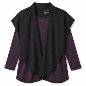 LIVI Scuba Jacket Open Front Drape Plus 26/28 Purple Casual Chic